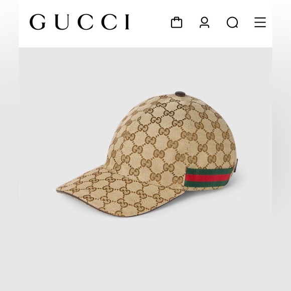 Gucci Other - Gucci GG Monogram Canvas Baseball Hat With Web & Adjustable Velcro Strap